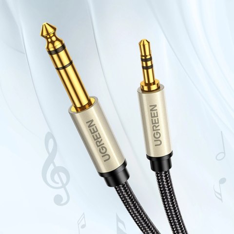 Kabel przewód audio TRS mini jack 3.5mm - jack 6.35mm 3m - szary Kabel przewód audio TRS mini jack 3.5mm - jack 6.35mm 3m - szary