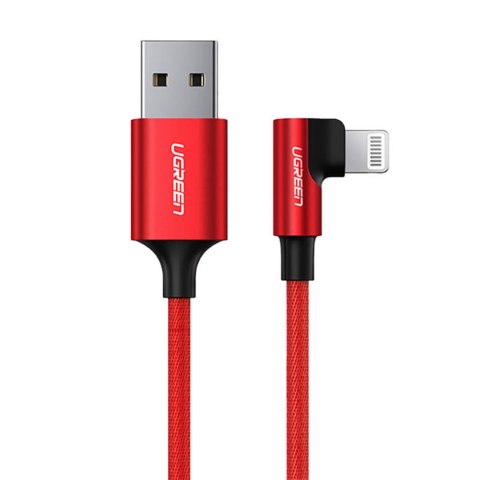 Kabel przewód kątowy iPhone Lightning - USB-A MFi 2.4A 1m - czerwony Kabel przewód kątowy iPhone Lightning - USB-A MFi 2.4A 1m - czerwony
