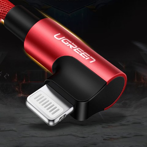 Kabel przewód kątowy iPhone Lightning - USB-A MFi 2.4A 1m - czerwony Kabel przewód kątowy iPhone Lightning - USB-A MFi 2.4A 1m - czerwony