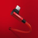 Kabel przewód kątowy iPhone Lightning - USB-A MFi 2.4A 1m - czerwony