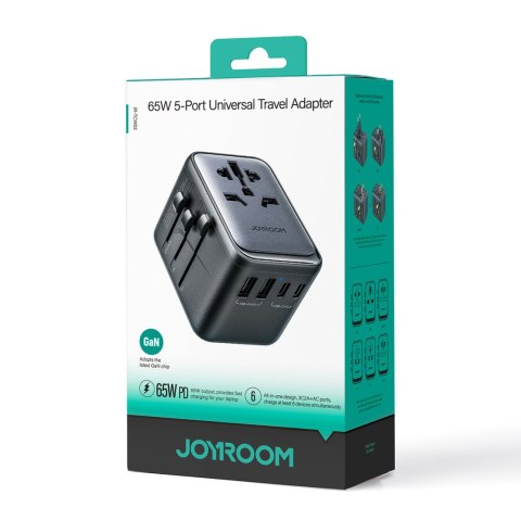 Ładowarka adapter podróżny uniwersalny 65W EU / US / JP / AU / UK / CN - czarny Ładowarka adapter podróżny uniwersalny 65W EU / US / JP / AU / UK / CN - czarny
