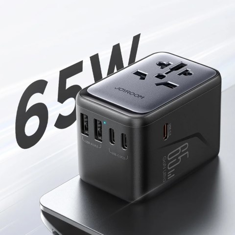Ładowarka adapter podróżny uniwersalny 65W EU / US / JP / AU / UK / CN - czarny Ładowarka adapter podróżny uniwersalny 65W EU / US / JP / AU / UK / CN - czarny