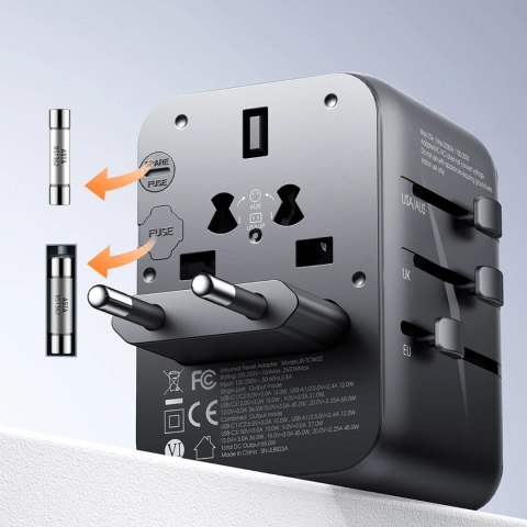 Ładowarka adapter podróżny uniwersalny 65W EU / US / JP / AU / UK / CN - czarny Ładowarka adapter podróżny uniwersalny 65W EU / US / JP / AU / UK / CN - czarny