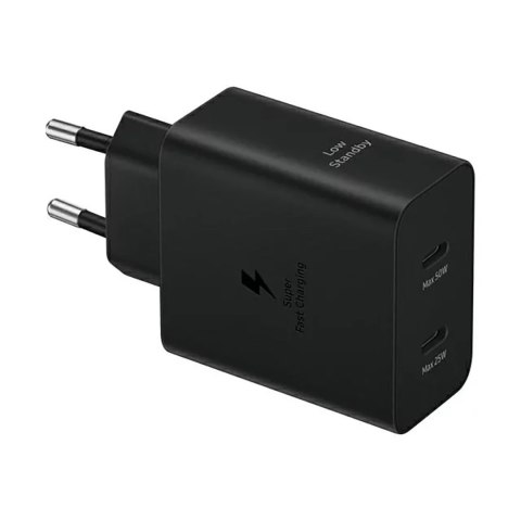 Ładowarka sieciowa Samsung Power Adapter Duo 2x USB-C 50W - czarna Ładowarka sieciowa Samsung Power Adapter Duo 2x USB-C 50W - czarna