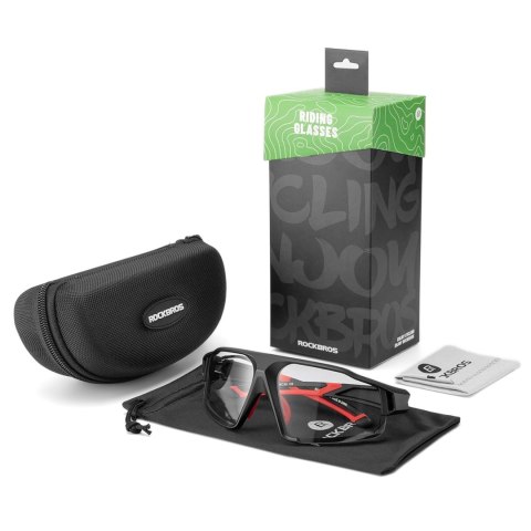 Okulary rowerowe fotochromowe UV400 z etui SP216BK - czarno-czerwone Okulary rowerowe fotochromowe UV400 z etui SP216BK - czarno-czerwone