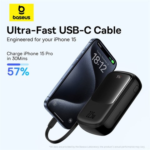 Powerbank Qpow Pro+ 20000mAh z kablem USB-C i wyświetlaczem - czarny Powerbank Qpow Pro+ 20000mAh z kablem USB-C i wyświetlaczem - czarny