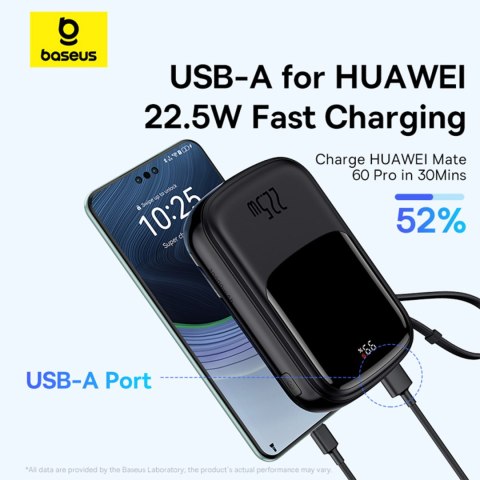 Powerbank Qpow Pro+ 20000mAh z kablem USB-C i wyświetlaczem - czarny Powerbank Qpow Pro+ 20000mAh z kablem USB-C i wyświetlaczem - czarny