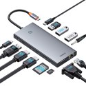 13w1 HUB adapter PortalJoy Series USB-C HDMI DP VGA USB-A PD RJ45 SD TF AUX - szary