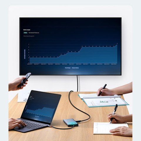 13w1 HUB adapter PortalJoy Series USB-C HDMI DP VGA USB-A PD RJ45 SD TF AUX - szary 13w1 HUB adapter PortalJoy Series USB-C HDMI DP VGA USB-A PD RJ45 SD TF AUX - szary
