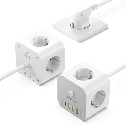 7w1 Listwa zasilająca KOSTKA PowerCombo 3x AC / 3x USB-A / 1x USB-C 20W 1.5 m - biała 7w1 Listwa zasilająca KOSTKA PowerCombo 3x AC / 3x USB-A / 1x USB-C 20W 1.5 m - biała