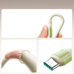 Kabel przewód USB-A - USB-C z fluorescencyjną końcówką 3A 2m - beżowy