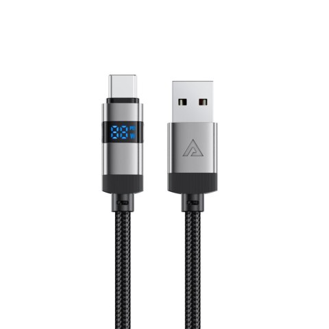 Kabel przewód USB-A - USB-C z wyświetlaczem 480Mb/s 66W 1.2m - czarny Kabel przewód USB-A - USB-C z wyświetlaczem 480Mb/s 66W 1.2m - czarny
