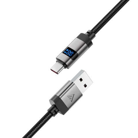 Kabel przewód USB-A - USB-C z wyświetlaczem 480Mb/s 66W 1.2m - czarny Kabel przewód USB-A - USB-C z wyświetlaczem 480Mb/s 66W 1.2m - czarny