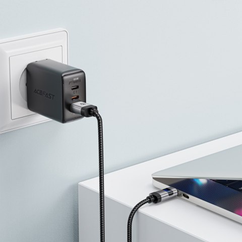 Kabel przewód USB-A - USB-C z wyświetlaczem 480Mb/s 66W 1.2m - czarny Kabel przewód USB-A - USB-C z wyświetlaczem 480Mb/s 66W 1.2m - czarny