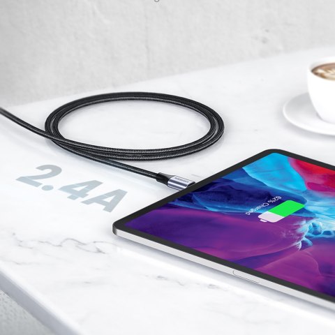 Kabel przewód w oplocie USB-A - iPhone Lightning MFi 1.5m - czarny Kabel przewód w oplocie USB-A - iPhone Lightning MFi 1.5m - czarny