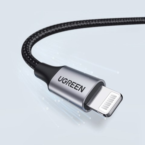 Kabel przewód w oplocie USB-A - iPhone Lightning MFi 1.5m - czarny Kabel przewód w oplocie USB-A - iPhone Lightning MFi 1.5m - czarny