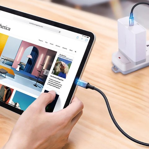 Kabel przewód w opocie USB-C - USB-C PD QC FCP 100W 5A 480Mb/s 1.5m - szary Kabel przewód w opocie USB-C - USB-C PD QC FCP 100W 5A 480Mb/s 1.5m - szary