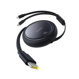Kabel przewód zwijany USB-C - 2 x USB-C Bright Mirror Series 100W 1m - czarny