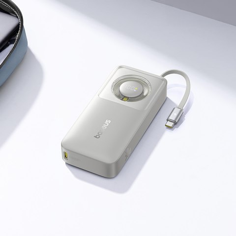 Powerbank Free2Pull 10000mAh 30W z portem USB-C i rozwijanym kablem USB-C - szary Powerbank Free2Pull 10000mAh 30W z portem USB-C i rozwijanym kablem USB-C - szary