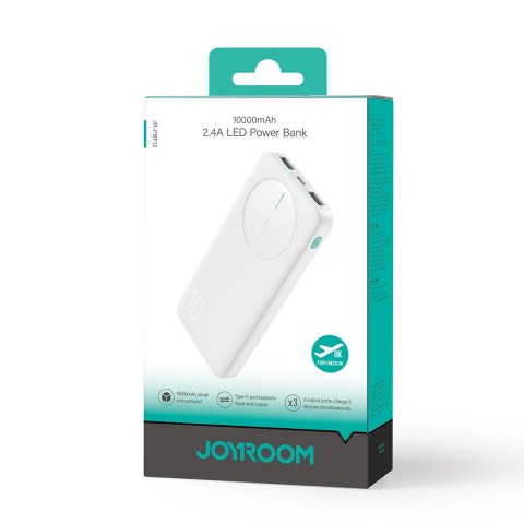 Powerbank JR-PBF12 10000mAh 2.4A 2x USB-A 1x USB-C - biały Powerbank JR-PBF12 10000mAh 2.4A 2x USB-A 1x USB-C - biały
