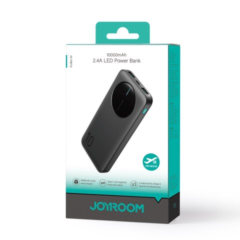 Powerbank JR-PBF12 10000mAh 2.4A 2x USB-A 1x USB-C - czarny Powerbank JR-PBF12 10000mAh 2.4A 2x USB-A 1x USB-C - czarny