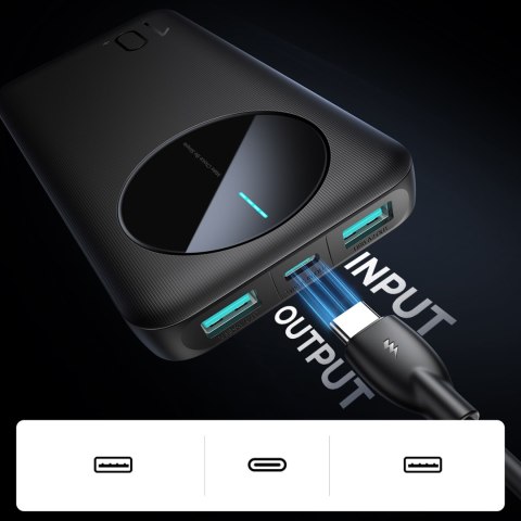 Powerbank JR-PBF12 10000mAh 2.4A 2x USB-A 1x USB-C - czarny Powerbank JR-PBF12 10000mAh 2.4A 2x USB-A 1x USB-C - czarny