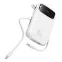 Powerbank QPow 2 20000mAh 30W z 2 wbudowanymi kablami USB-C - biały