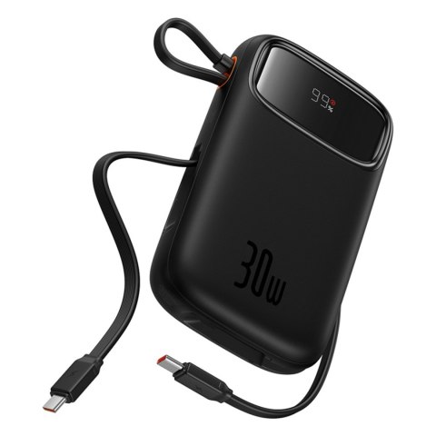Powerbank QPow 2 20000mAh 30W z 2 wbudowanymi kablami USB-C - czarny Powerbank QPow 2 20000mAh 30W z 2 wbudowanymi kablami USB-C - czarny
