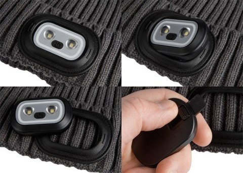 CZAPKA Z LATARKA LED RGB GRAFITOWA