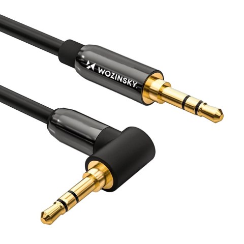 Kabel AUX kątowy męski-męski kabel mini jack 3 m czarny Kabel AUX kątowy męski-męski kabel mini jack 3 m czarny