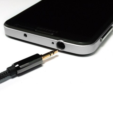 Kabel AUX kątowy męski-męski kabel mini jack 3 m czarny Kabel AUX kątowy męski-męski kabel mini jack 3 m czarny