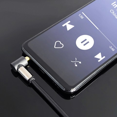 Kabel AUX kątowy męski-męski kabel mini jack 3 m czarny Kabel AUX kątowy męski-męski kabel mini jack 3 m czarny