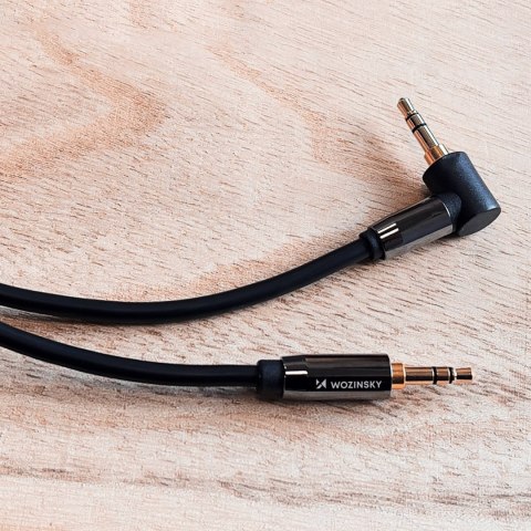 Kabel AUX kątowy męski-męski kabel mini jack 3 m czarny Kabel AUX kątowy męski-męski kabel mini jack 3 m czarny