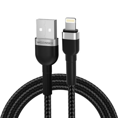 Kabel przewód do iPhone w oplocie USB-A - Lightning 2.4A 2m czarny Kabel przewód do iPhone w oplocie USB-A - Lightning 2.4A 2m czarny