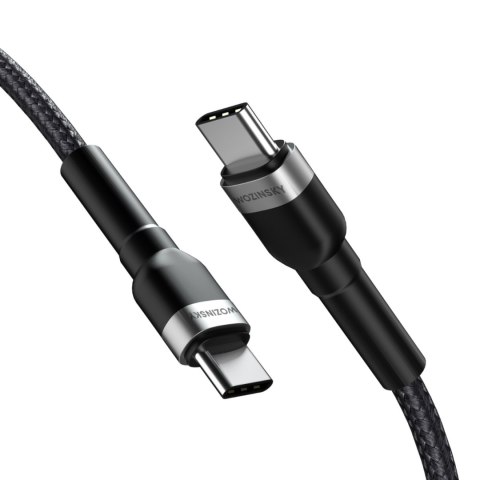 Kabel przewód w oplocie USB-C - USB-C PD 65W 2m czarny Kabel przewód w oplocie USB-C - USB-C PD 65W 2m czarny