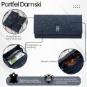 Duży portfel damski skórzany granatowy w kwiaty Paolo Peruzzi AL-12-NV