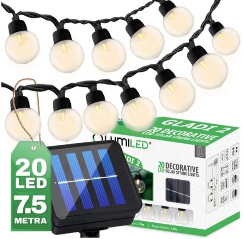 GIRLANDA SOLARNA GLADI 2, 30 LED G40 10,6M