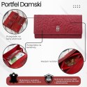 Portfel damski skórzany duży z tłoczeniem w kwiaty czerwony Paolo Peruzzi AL-12-RD