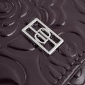 Poziomy portfel damski skórzany w kolorze burgundowym z metalowym logo duży Paolo Peruzzi AL-12-BGD
