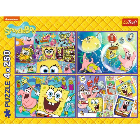Puzzle - 4x250 - Szalony świat Sponge Boba Trefl 13342