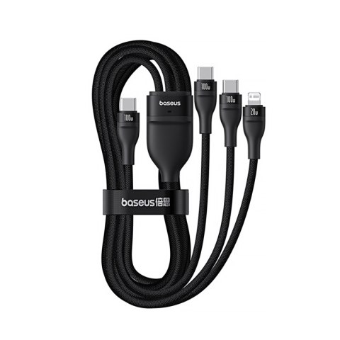 3w1 Kabel przewód Flash Series 3 100W USB-C - 2x USB-C iPhone Lightning 1.5m - czarny 3w1 Kabel przewód Flash Series 3 100W USB-C - 2x USB-C iPhone Lightning 1.5m - czarny