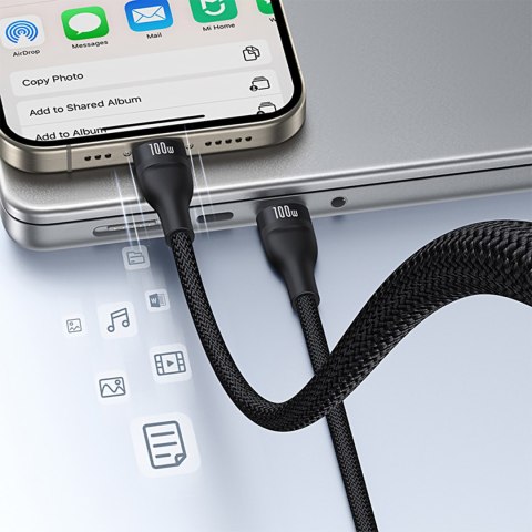 3w1 Kabel przewód Flash Series 3 100W USB-C - 2x USB-C iPhone Lightning 1.5m - czarny 3w1 Kabel przewód Flash Series 3 100W USB-C - 2x USB-C iPhone Lightning 1.5m - czarny