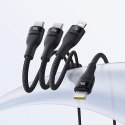 3w1 Kabel przewód Flash Series 3 100W USB-C - 2x USB-C iPhone Lightning 1.5m - czarny