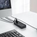 Hub CT2U3-10AB z włącznikami 10x USB-A - czarny