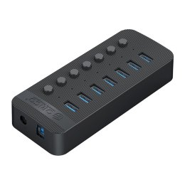 Hub CT2U3-7AB z włącznikami 7x USB-A - czarny
