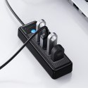 Hub rozdzielacz PW4U-U3 USB-A - 4x USB-A - czarny