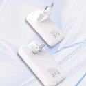 Ładowarka sieciowa podróżna ultracienka GaN 65W USB-A USB-C PD EU / US - biała