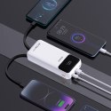 Powerbank 20000mAh z wbudowanymi kablami iPhone Lightning USB-C USB-A 22.5W PD - biały
