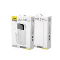 Powerbank 20000mAh z wbudowanymi kablami iPhone Lightning USB-C USB-A 22.5W PD - biały