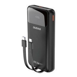 Powerbank 20000mAh z wbudowanymi kablami iPhone Lightning USB-C USB-A 22.5W PD - czarny